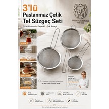 3lü İnce Gözenekli Premium 18/10 Paslanmaz Çelik Mutfak Tel Süzgeç Seti Çay Süzgeci Un Kakao Eleği 723475 Çok Renkli
