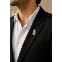 Atatürk Gümüş Renk Rozet Unisex Yaka Aksesuarı Gri