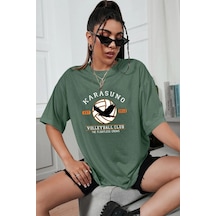 Unisex Karasuno Baskılı T-shirt Yeşil