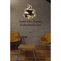 Led Işıklı 2 Katmanlı Kişiye Özel Kahve Fincanı Figürlü Tablo Mutfak Ve Cafe Duvar Dekorasyonu Sarı - 737214438 Sarı