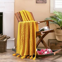 Betires Home Ta13002 Örgü Koltuk Şalı Hardal