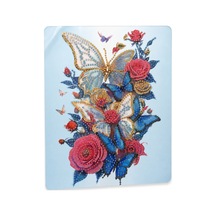 5d Elmas Taş İşleme Kiti Tablo 21x25 Cm Kelebek Ve Gül Desenli Diamond Painting