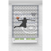Perdecizade Enxboy Basketbol Dijital Baskılı Zebra Perde-cocuk Odası-stor Perde Renkli