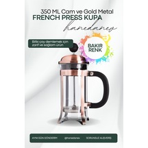 Metal French Press Bakır Renk 350 Ml Bitki Çay Demleme Kupası 350 Ml 9129 Kahve