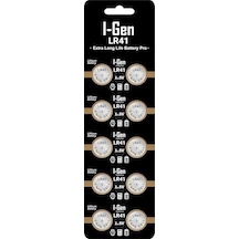 Batteries Lr41 1.5v Alkalin Düğme Pil Ag3, G3, 192, L736 10 Lu Paket