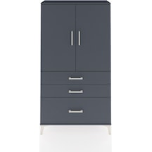Arges Dolap Tek Raflı 3 Çekmeceli Tek Askılı 88x30x163 Antrasit-antrasit Antrasit