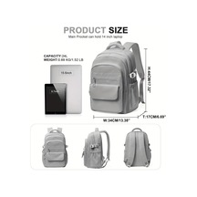 Wangxi Gri Kadınlar İçin Büyük Kapasiteli Çok Katmanlı Hafif Pratik Cepli Siyah Naylon Sırt Çantası Okul Seyahat Ve İş İçin İdeal Gri