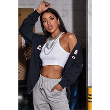 Mad Girls Lacivert Kapüşonlu Sweatshirt Mg804