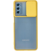 Ilkeshop Newface Samsung Galaxy Uyumlu M52 5g Kılıf Palm Buzlu Kamera Sürgülü Silikon - Sarı