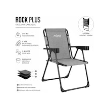 Katlanır Piknik Ve Kamp Sandalyesi - Bardaklıklı - Rock Plus - Linen Gri Çok Renkli