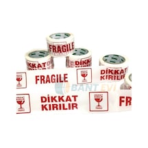 Bant Evi Dikkat Kırılır Fragile Baskılı Koli Bandı 7 CM x 100 M Fragile İkaz Bant