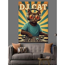 Ahşap Tablo Kulaklıklı Dj Kedi Çocuk Dekoratif Tablolar