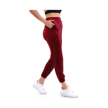 Winmoda34 Kadın Yumoş Kadife Eşofman Paçası Lastikli Çift Cepli Bordo1