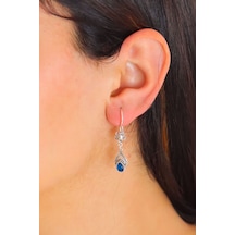 Safir Taşlı Damla Model Oksitli Telkari Gümüş Küpe 201020482