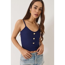 Shade Kadın İnce Askılı Kalp Aksesuarlı Crop Atlet 2226 60284026 - Lacivert