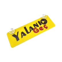 Ersyalanı Geç Yazılı Sarı Dekor Plaka Vantuzlu Cam Süsü 22x7.5cm