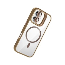 Joko Apple Uyumlu iPhone 16 Plus Uyumlu Remim Lensli Magsafe Standlı Kapak - Kahverengi