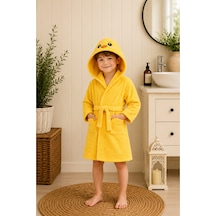 Civciv Kapüşonlu Çocuk Bornozu Unisex Bebek Ve Çocuk Banyo Bornozu, Yumuşak Dokulu, 1-10 Yaş 1-2 Yaş