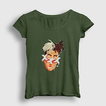 Presmono Kadın Melting Xxxtentacion T-shirt Haki