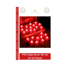 Ledmum Pilli Kalp Led Dekoratif Romantik Alevsiz Şık Aydınlatma Güvenli Mum 18cm 24'lü Paket Çok Renkli