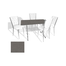 Japon - Kapitoneli Masa Takımı - 70x120 Werzalit, Wermodin Ve Allzalit Tabla - Twister - Beyaz Çok Renkli