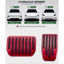 Li Parts Tesla Yeni Model Y Juniper Ve Standart Model Uyumlu Performans Pedal Seti Kırmızı Renk