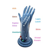 Sertifikalı Doğal 7 Çakra Tasarım Kolye Doğal Taş 8 Mm Çok REnkli