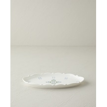 English Home Retro Paisley New Bone China Kayık Tabak 26 Cm Beyaz - Mavi