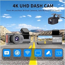Zenvia 4k Wifi Çift Kameralı Araç Kamerası Gece Görüşlü G-sensörlü Dash Cam 170 Derece Znv2026