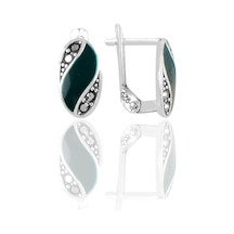 Gümüş Yeşil Mineli Oval Markazit Taşlı Küpe N11.53402