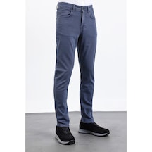 İmza İndigo Mavi Pamuklu 5 Cep Düz Paça Slim Fit Casual Denim Pantolon 1023260152