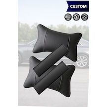 Custom Uyumlu Set Deri Yastık Deri Kemer Koruyucu Siyah Lüks
