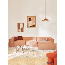 Most Mollis Plus 3 Modül Sağ Köşe Koltuk Kiremit Keten Kumaş Yumu