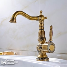 Antik İşlemeli Kısa Lavabo Bataryası