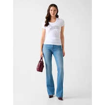 Guess Kısa Kollu Bisiklet Yaka Guess Yazılı Kadın Beyaz T-shirt W6rı24j1314-g011 Beyaz
