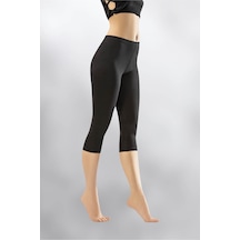 Likralı Kapri Kadın Tayt Diz Altı Siyah Tayt SiYAH