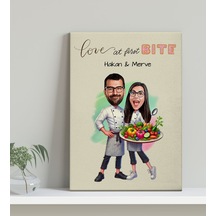 Bk Gift Kişiye Özel Aşçı Çift Karikatürlü Kanvas Tablo-1 30x50 , Sevgiliye Hediye, Sevgililer Günü Hediyesi Kobitmeyencom33780 Bk Gift