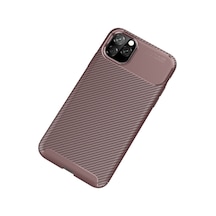 Apple Uyumlu   iPhone 11 Pro Kılıf Auto Focus Karbon Kapak - Kahverengi
