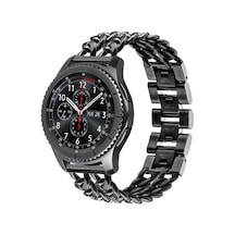 Gear S3 22mm Uyumlu Krd-17 Metal Nvth Kordon-siyah