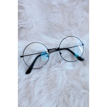 Unisex Siyah Yuvarlak Şeffaf Gözlük