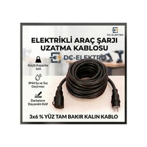 Evde Araç Şarjı İçin 3x6 Mm 30 Metre Hes Kablolu Tam Bakır Kauçuk Erkek-dişi Fişli Dış Ortama Dayanıklı Uzatma Seyyar - 888459102