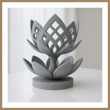 Bezos 3d Baskı Lotus Çiçeği Mumluk - Dekoratif Tealight Mumluk-gri 22