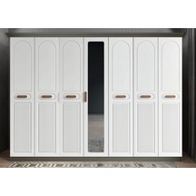 Etro Membran 7 Kapaklı Gardırop Montaj Dahil Füme Beyaz 280 Cm