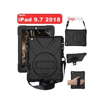 Apple Uyumlu iPad 9.7 2018 Boyun Askılı Stantlı Darbeye Dayanıklı Kılıf