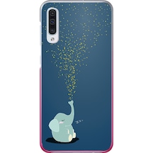 Samsung Galaxy A50 Uyumlu Uyuyan Fil Baskılı Silikon Kılıf Renkli