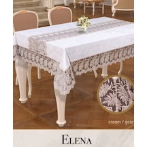 Keten İşlemeli Elena Model 160x260 Cm - Dantelli Masa Örtüsü Şık Tasarım Diğer