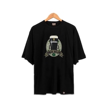 Flood Of Style Erkek Siyah Guıness Baskılı Oversize Bisiklet Yaka Tshirt