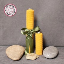 Uretti - Ayşe 7362 - 8494 El Yapımı 2'li Set Doğal Bal Mumu - 10 / 21cm Sarı
