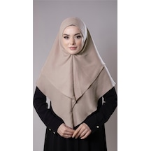 Hürrem Bone Bej Pratik Hazır Geçmeli Tesettür Eşarp Pamuk Caz Kumaş Çift Katlı Düz Hijab 2303 12