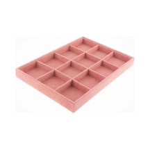 Yerli Süet Pembe 12 Bölmeli Takı Servis Tablası Aydındecor Çok Renkli